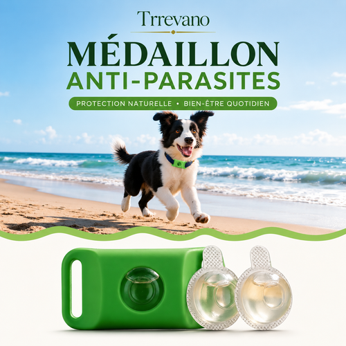 Trrevano® – Médaillon naturel anti-puces et anti-tiques – Protection jusqu’à 12 mois